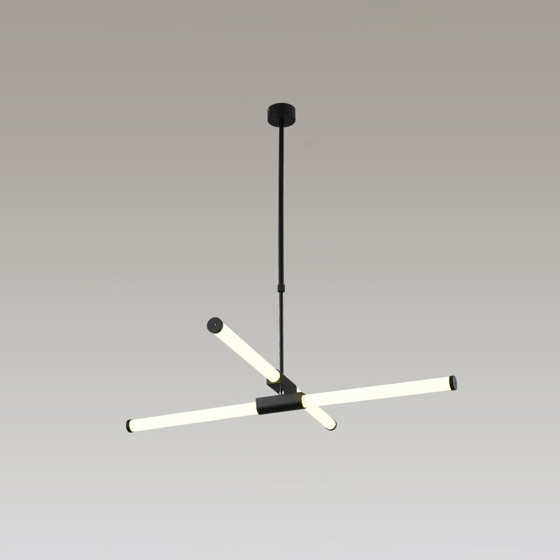 Frosted White Glass Tube Pendant Lamp Minimalist Black LED Island Lighting for Office 4 Black Clearhalo 'Ceiling Lights' 'Island Lights' Lighting' 2465277