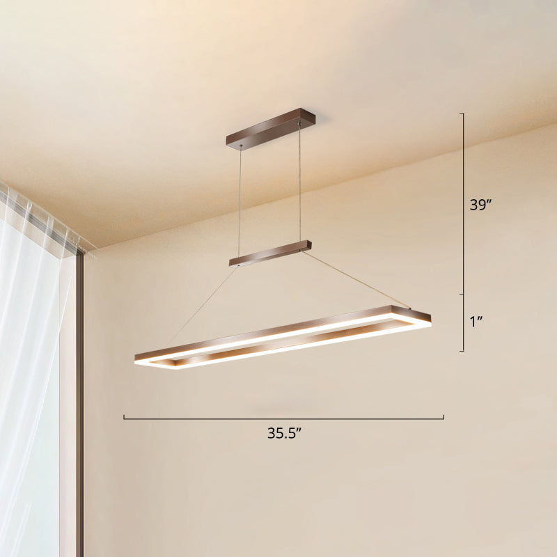 Rectangle Metal Island Ceiling Light Simplicity LED Pendant Light for Dining Room Clearhalo 'Ceiling Lights' 'Island Lights' Lighting' 2465319