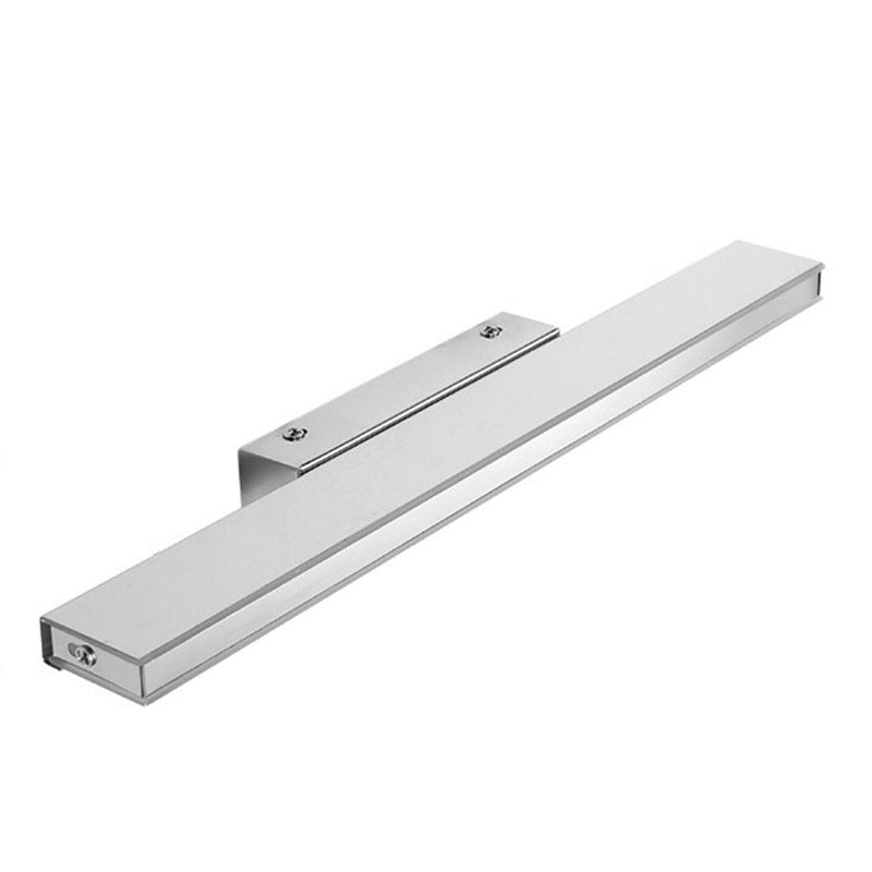 White Rectangle Vanity Light Modern Stainless Steel LED Wall Mount Lamp for Bathroom Clearhalo 'Modern wall lights' 'Modern' 'Vanity Lights' 'Wall Lights' Lighting' 2465492