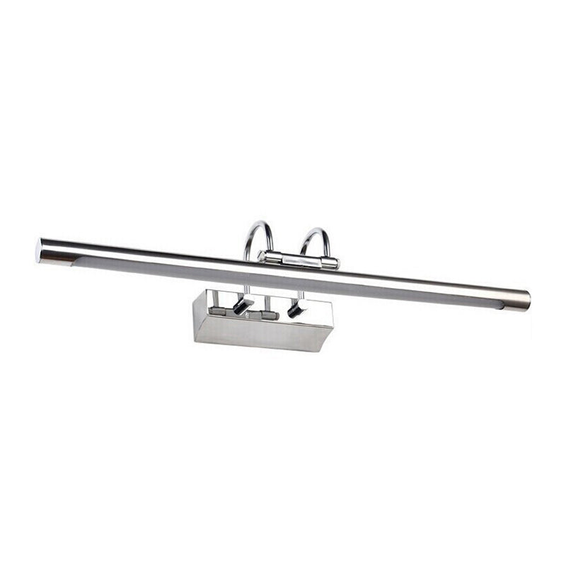 Tube Shaped Stainless Steel Vanity Lamp Simplicity LED Chrome Wall Mounted Light Clearhalo 'Cast Iron' 'Glass' 'Industrial' 'Modern wall lights' 'Modern' 'Tiffany' 'Traditional wall lights' 'Vanity Lights' 'Wall Lights' Lighting' 2465507