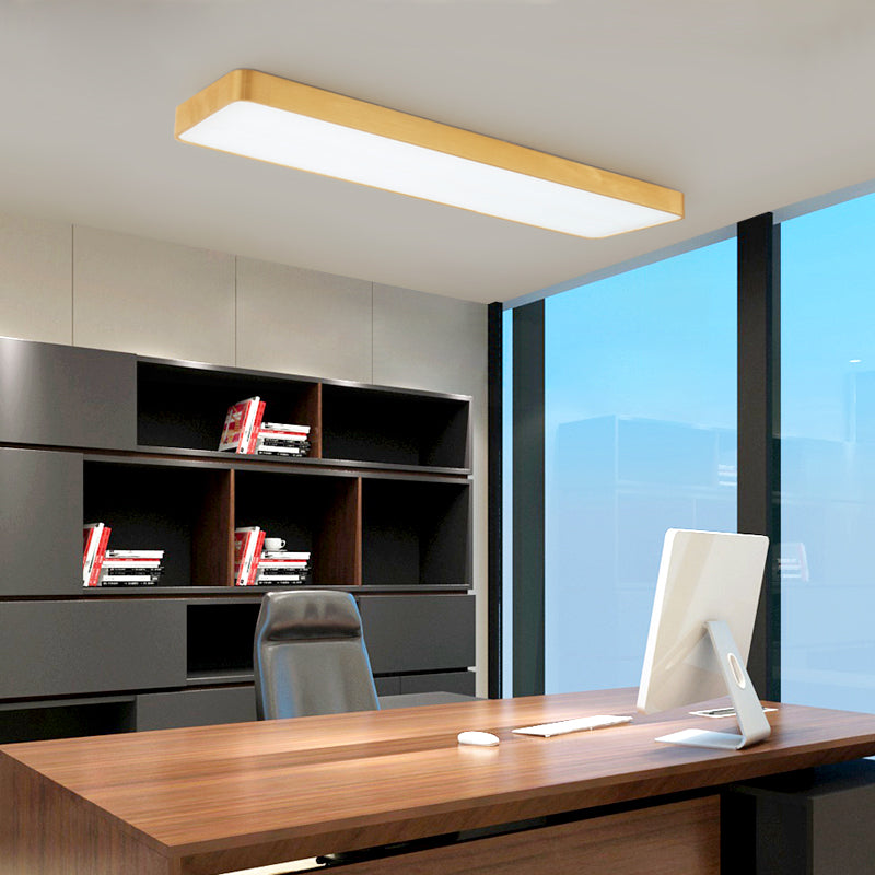 Gold Finish Rectangle Ceiling Lamp Simple Style Metal LED Flush Mount Light for Office Clearhalo 'Ceiling Lights' 'Close To Ceiling Lights' 'Close to ceiling' 'Flush mount' Lighting' 2465645