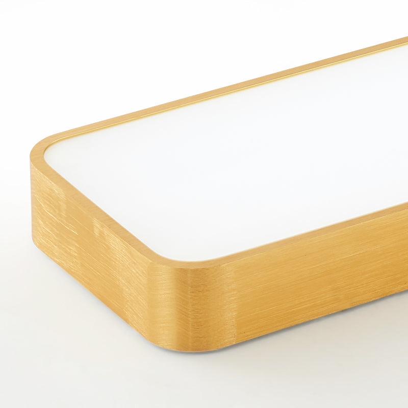 Gold Finish Rectangle Ceiling Lamp Simple Style Metal LED Flush Mount Light for Office Clearhalo 'Ceiling Lights' 'Close To Ceiling Lights' 'Close to ceiling' 'Flush mount' Lighting' 2465648