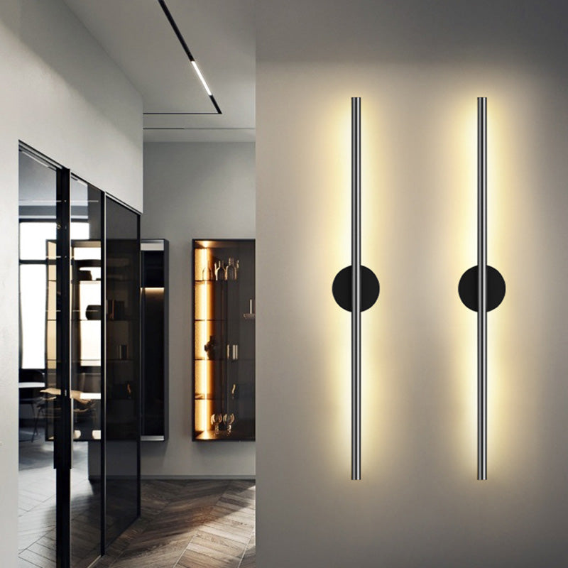 Black Rod LED Wall Lamp Fixture Simple Style Metallic Sconce Light for Living Room Clearhalo 'Cast Iron' 'Glass' 'Industrial' 'Modern wall lights' 'Modern' 'Tiffany' 'Traditional wall lights' 'Wall Lamps & Sconces' 'Wall Lights' Lighting' 2465662