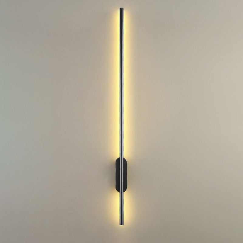Black Rod LED Wall Lamp Fixture Simple Style Metallic Sconce Light for Living Room Black Linear Canopy 23.5" Clearhalo 'Cast Iron' 'Glass' 'Industrial' 'Modern wall lights' 'Modern' 'Tiffany' 'Traditional wall lights' 'Wall Lamps & Sconces' 'Wall Lights' Lighting' 2465666