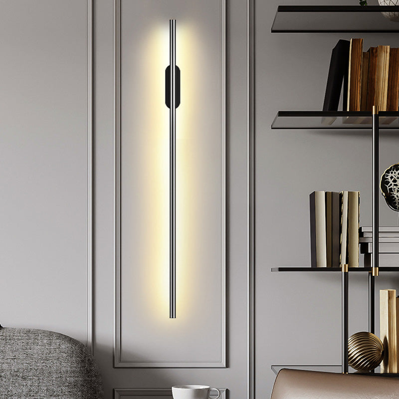 Black Rod LED Wall Lamp Fixture Simple Style Metallic Sconce Light for Living Room Clearhalo 'Cast Iron' 'Glass' 'Industrial' 'Modern wall lights' 'Modern' 'Tiffany' 'Traditional wall lights' 'Wall Lamps & Sconces' 'Wall Lights' Lighting' 2465667