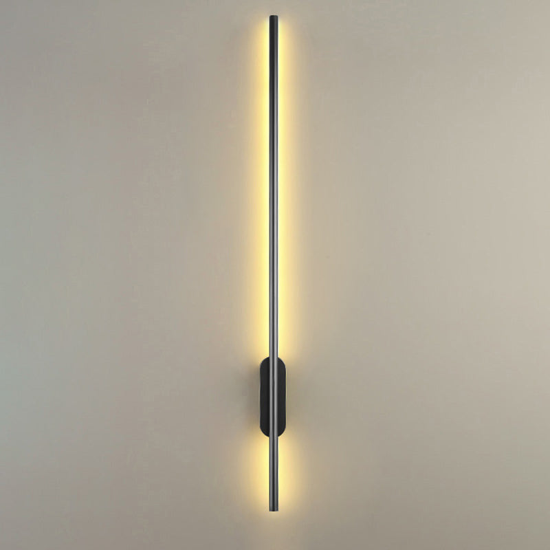 Black Rod LED Wall Lamp Fixture Simple Style Metallic Sconce Light for Living Room Black Linear Canopy 31.5" Clearhalo 'Cast Iron' 'Glass' 'Industrial' 'Modern wall lights' 'Modern' 'Tiffany' 'Traditional wall lights' 'Wall Lamps & Sconces' 'Wall Lights' Lighting' 2465668