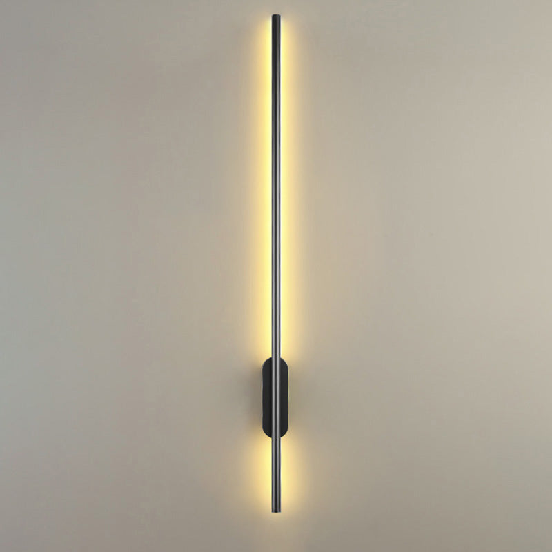 Black Rod LED Wall Lamp Fixture Simple Style Metallic Sconce Light for Living Room Black Linear Canopy 39" Clearhalo 'Cast Iron' 'Glass' 'Industrial' 'Modern wall lights' 'Modern' 'Tiffany' 'Traditional wall lights' 'Wall Lamps & Sconces' 'Wall Lights' Lighting' 2465670