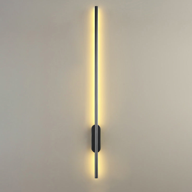 Black Rod LED Wall Lamp Fixture Simple Style Metallic Sconce Light for Living Room Black Linear Canopy 47" Clearhalo 'Cast Iron' 'Glass' 'Industrial' 'Modern wall lights' 'Modern' 'Tiffany' 'Traditional wall lights' 'Wall Lamps & Sconces' 'Wall Lights' Lighting' 2465673