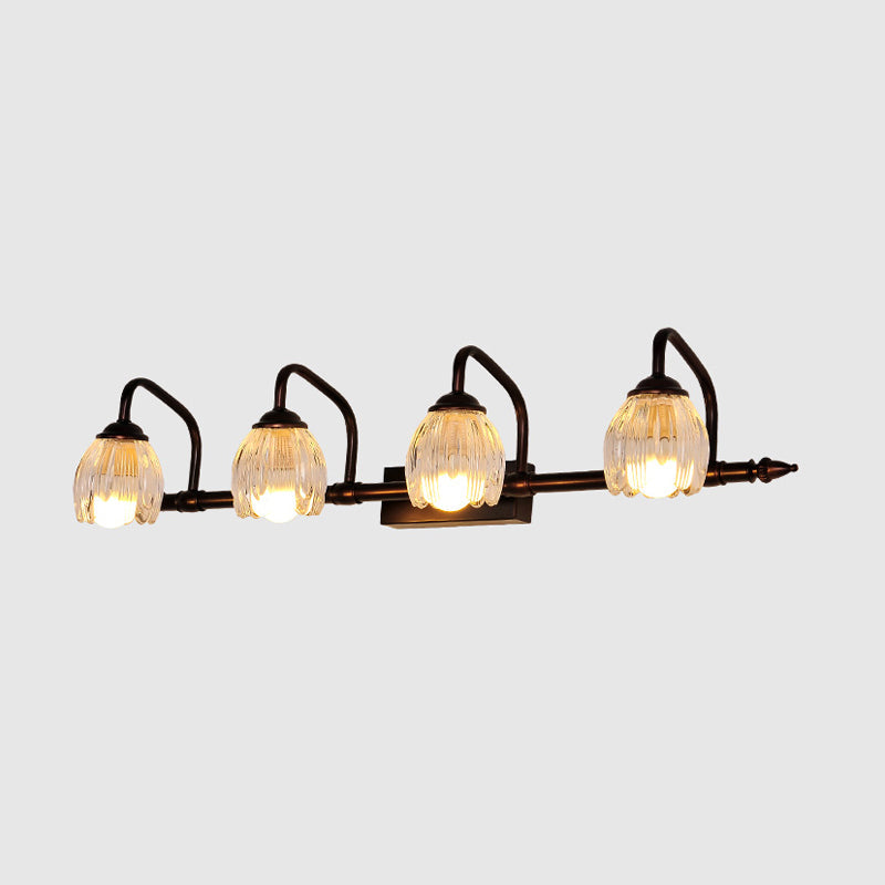 Copper Flower Vanity Wall Light Rustic Clear Glass Bathroom Wall Sconce Light Fixture 4.0 Copper Clearhalo 'Vanity Lights' 'Wall Lights' Lighting' 2465805