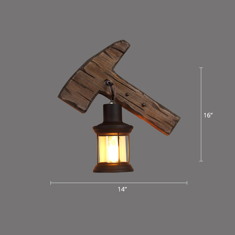 Brown Geometric Wall Light Sconce Rustic Wooden 1-Light Restaurant Wall Mounted Light Clearhalo 'Art deco wall lights' 'Cast Iron' 'Glass' 'Industrial wall lights' 'Industrial' 'Middle century wall lights' 'Modern' 'Rustic wall lights' 'Tiffany' 'Traditional wall lights' 'Wall Lamps & Sconces' 'Wall Lights' Lighting' 2465871