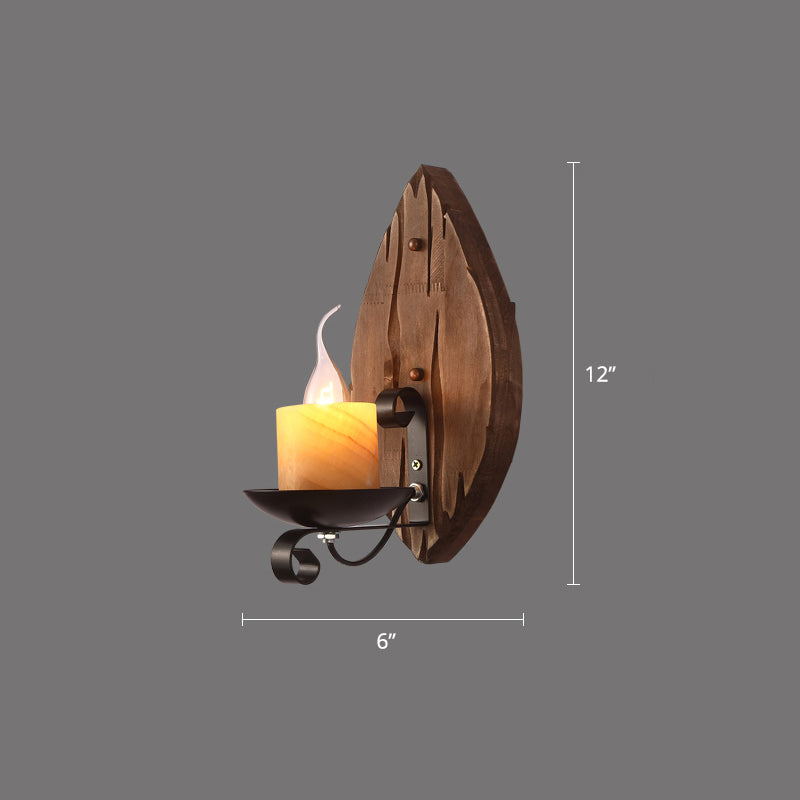 Brown Geometric Wall Light Sconce Rustic Wooden 1-Light Restaurant Wall Mounted Light Clearhalo 'Art deco wall lights' 'Cast Iron' 'Glass' 'Industrial wall lights' 'Industrial' 'Middle century wall lights' 'Modern' 'Rustic wall lights' 'Tiffany' 'Traditional wall lights' 'Wall Lamps & Sconces' 'Wall Lights' Lighting' 2465873