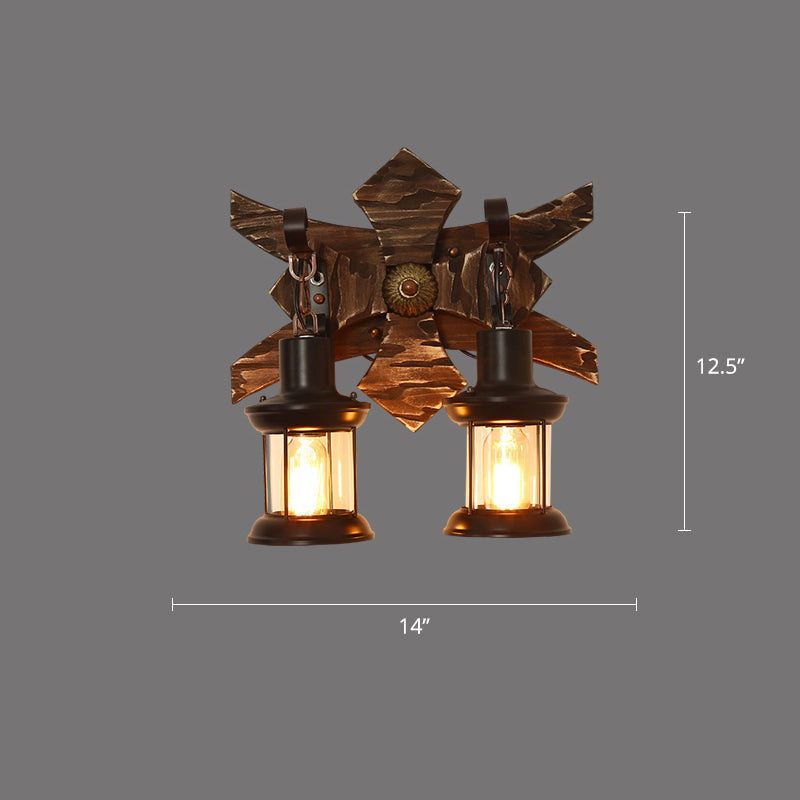 Brown Geometric Wall Light Sconce Rustic Wooden 1-Light Restaurant Wall Mounted Light Clearhalo 'Art deco wall lights' 'Cast Iron' 'Glass' 'Industrial wall lights' 'Industrial' 'Middle century wall lights' 'Modern' 'Rustic wall lights' 'Tiffany' 'Traditional wall lights' 'Wall Lamps & Sconces' 'Wall Lights' Lighting' 2465874
