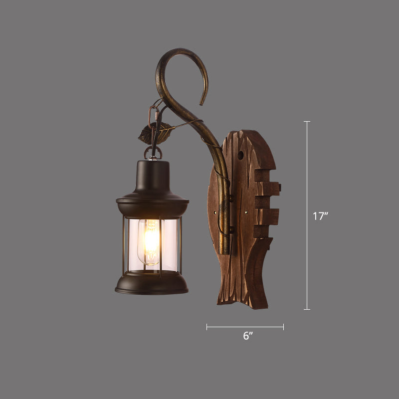 Brown Geometric Wall Light Sconce Rustic Wooden 1-Light Restaurant Wall Mounted Light Clearhalo 'Art deco wall lights' 'Cast Iron' 'Glass' 'Industrial wall lights' 'Industrial' 'Middle century wall lights' 'Modern' 'Rustic wall lights' 'Tiffany' 'Traditional wall lights' 'Wall Lamps & Sconces' 'Wall Lights' Lighting' 2465888