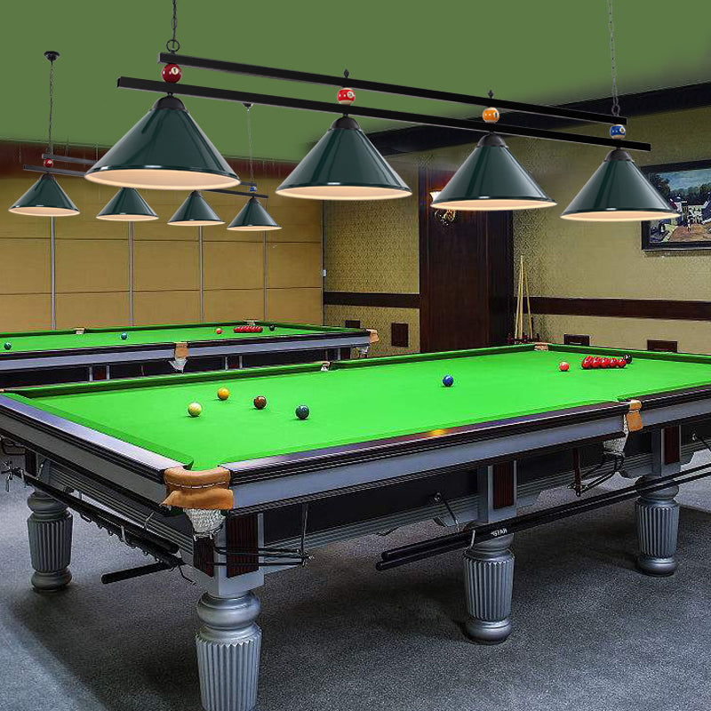 Billiard Chandelier Country Style Bar Island Lighting Fixture with Cone Metal Shade 4 Green Clearhalo 'Ceiling Lights' 'Island Lights' Lighting' 2465937