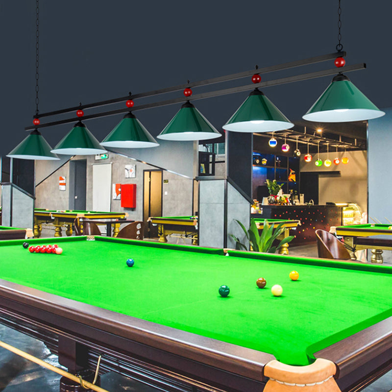 Billiard Chandelier Country Style Bar Island Lighting Fixture with Cone Metal Shade Clearhalo 'Ceiling Lights' 'Island Lights' Lighting' 2465944