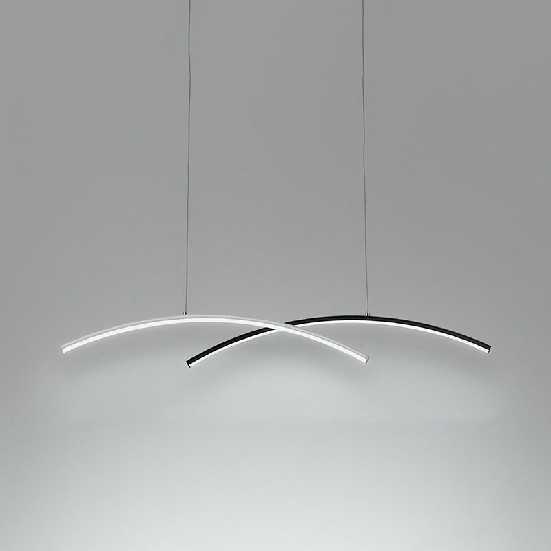 Black and White Arc Ceiling Lighting Simplicity LED Metal Hanging Island Light for Living Room Black-White White Clearhalo 'Ceiling Lights' 'Island Lights' Lighting' 2465965