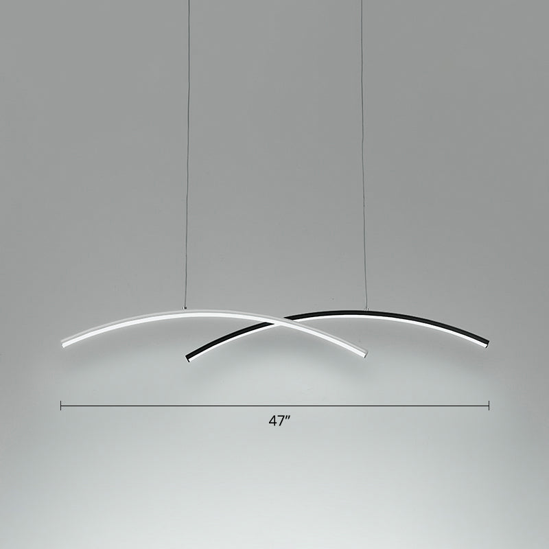 Black and White Arc Ceiling Lighting Simplicity LED Metal Hanging Island Light for Living Room Clearhalo 'Ceiling Lights' 'Island Lights' Lighting' 2465970