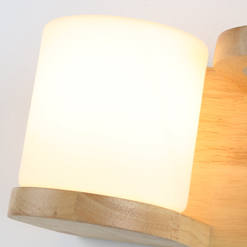 Cream Glass Cube Sconce Lamp Art Deco 1-Bulb Wood Wall Mount Light with Hydroponic Plant Pot Clearhalo 'Industrial wall lights' 'Industrial' 'Middle century wall lights' 'Rustic wall lights' 'Tiffany' 'Wall Lamps & Sconces' 'Wall Lights' Lighting' 2466146