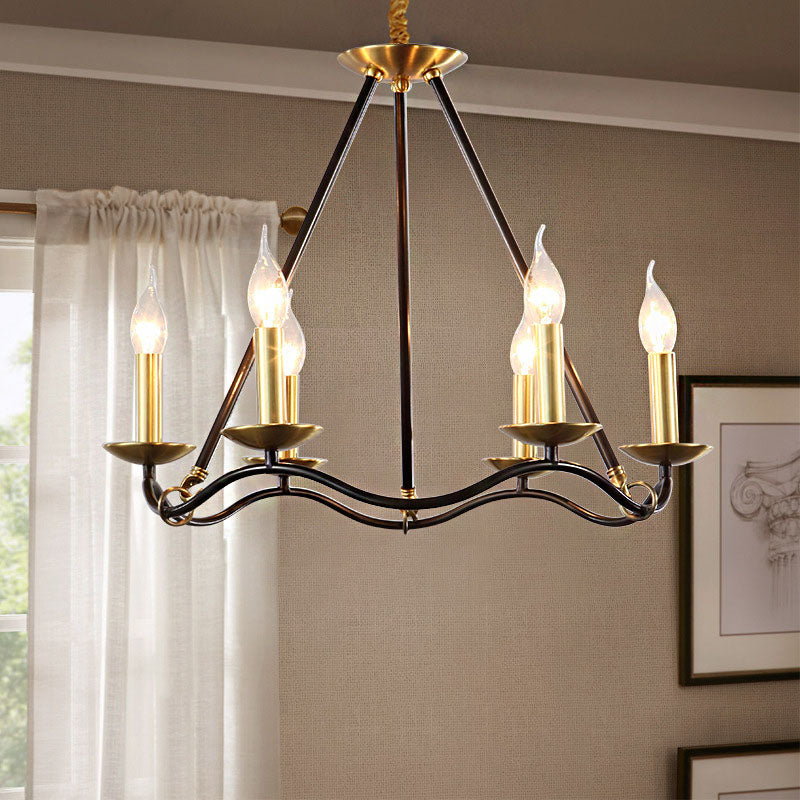 Metal Black Hanging Chandelier Candle 6/9/15 Bulbs Traditional Pendant Light Fixture for Living Room 6 Black Clearhalo 'Ceiling Lights' 'Chandeliers' Lighting' options 246615_7228b64d-0b6f-4d9d-93b4-707066294879