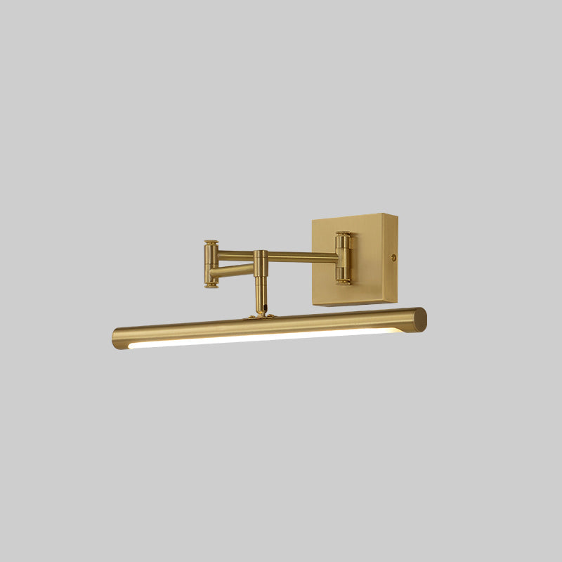Foldable Brass Tube Vanity Sconce Light Antiqued Metal Powder Room LED Wall Lamp Brass 16" Clearhalo 'Vanity Lights' 'Wall Lights' Lighting' 2466185