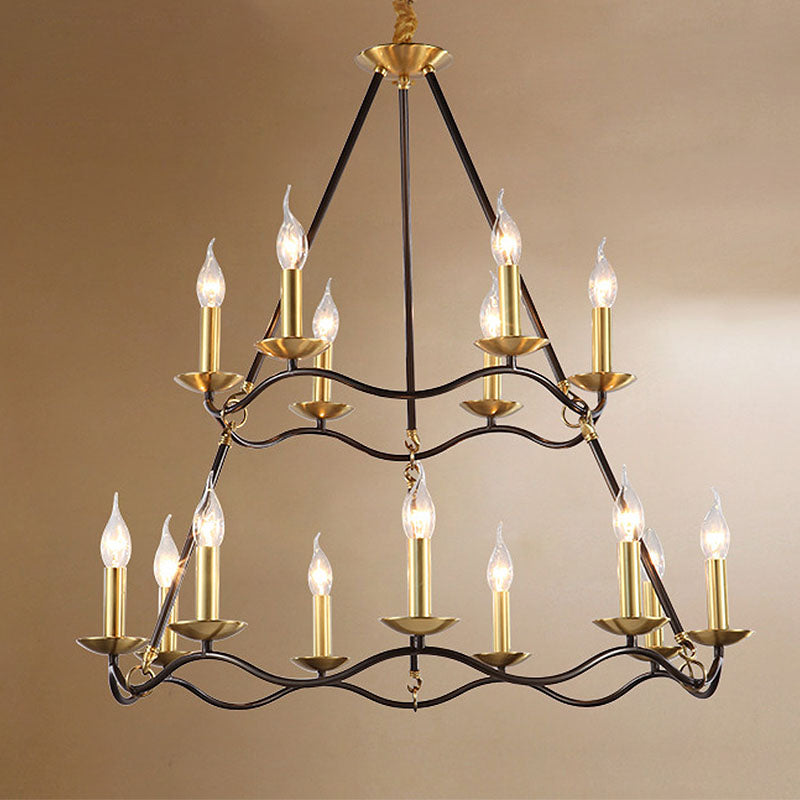 Metal Black Hanging Chandelier Candle 6/9/15 Bulbs Traditional Pendant Light Fixture for Living Room 15 Black Clearhalo 'Ceiling Lights' 'Chandeliers' Lighting' options 246621_3e2cbdcb-af6a-4de8-b467-074f4afeb711