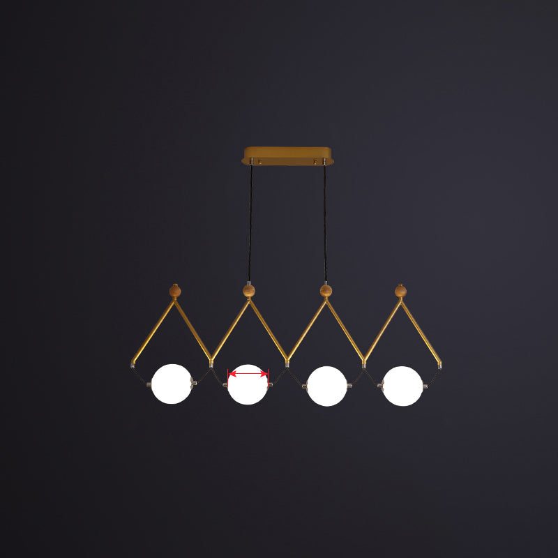 Ball Restaurant Suspension Light Ivory Glass Minimalist Creative Island Lighting Fixture 4 Gold Clearhalo 'Ceiling Lights' 'Island Lights' Lighting' 2466281