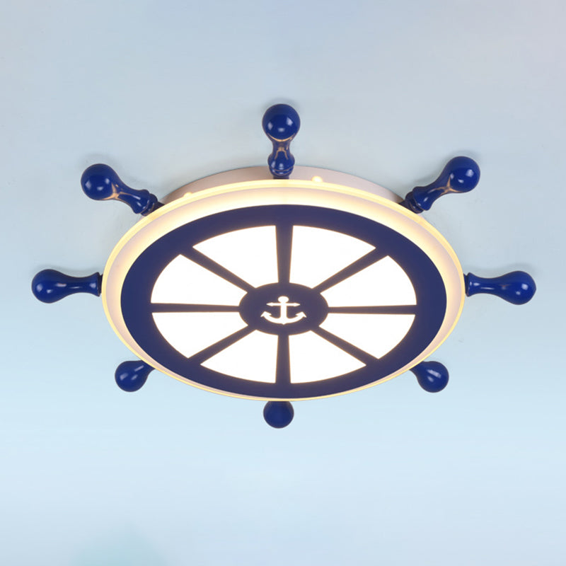 Rudder Kids Room Ceiling Lighting Acrylic Creative LED Flush Mount Lamp in Navy Blue Clearhalo 'Ceiling Lights' 'Close To Ceiling Lights' 'Close to ceiling' 'Flush mount' Lighting' 2466361