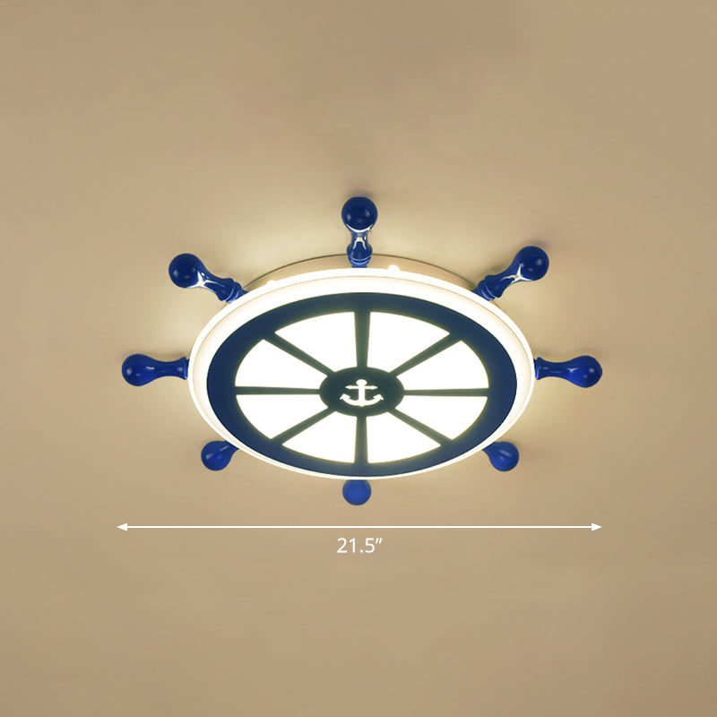 Rudder Kids Room Ceiling Lighting Acrylic Creative LED Flush Mount Lamp in Navy Blue Clearhalo 'Ceiling Lights' 'Close To Ceiling Lights' 'Close to ceiling' 'Flush mount' Lighting' 2466368