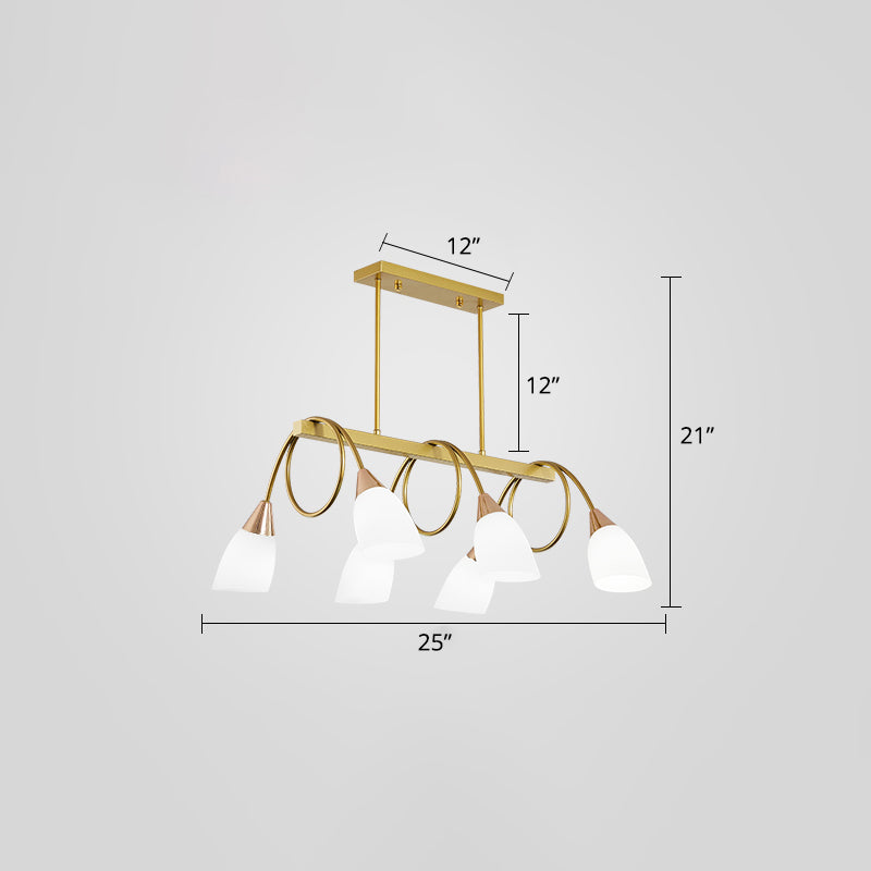 Tulip Shade Island Lamp Contemporary Milk Glass Restaurant Pendant Light Fixture Clearhalo 'Ceiling Lights' 'Island Lights' Lighting' 2466593