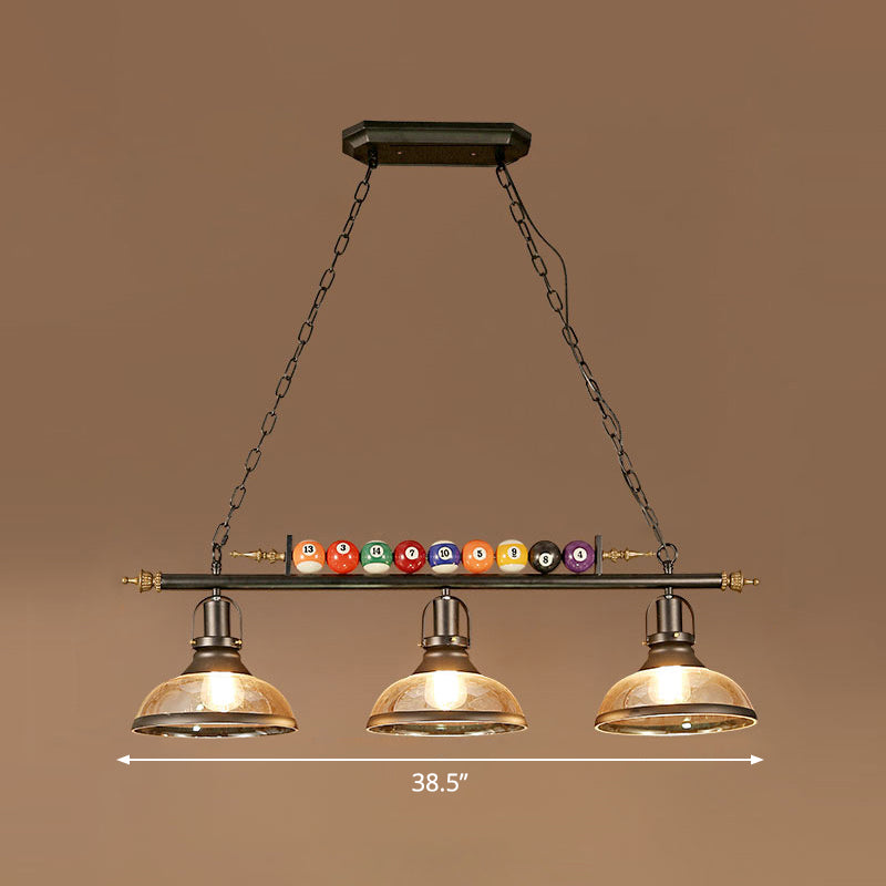 Metal Black Finish Island Lamp Shaded Industrial Style Hanging Light with Billiard Ball Deco Clearhalo 'Ceiling Lights' 'Island Lights' Lighting' 2466699