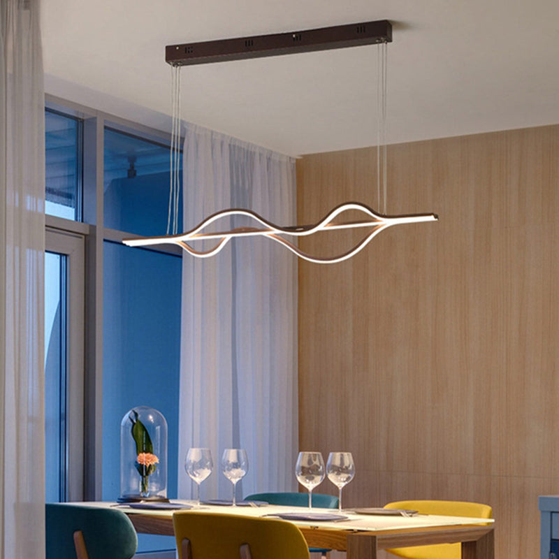 Flow Shape Ceiling Hang Light Artistic Metal Dining Room LED Pendant Lighting Fixture Clearhalo 'Ceiling Lights' 'Island Lights' Lighting' 2466700