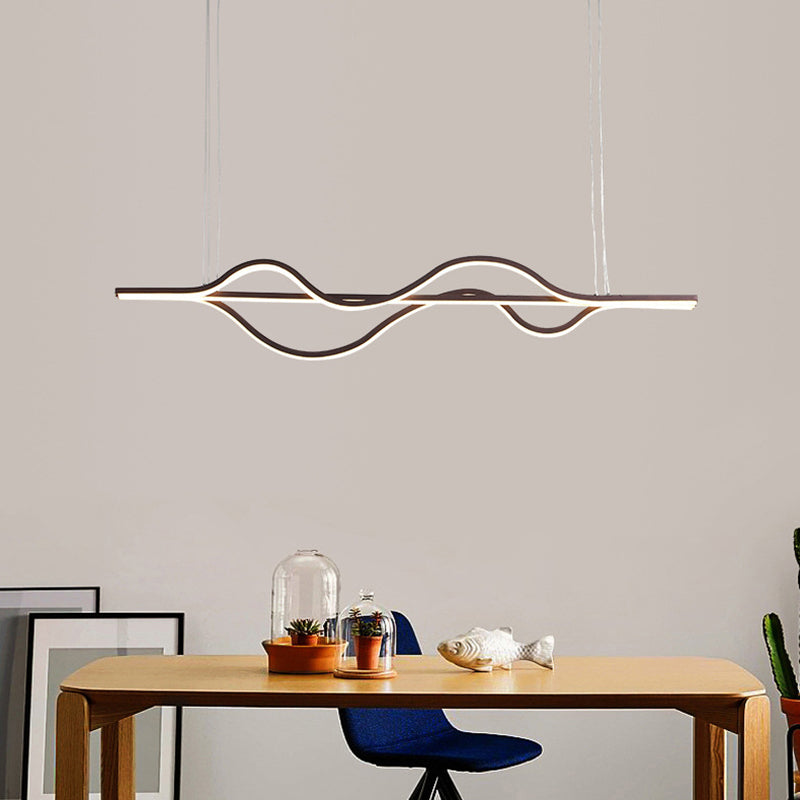 Flow Shape Ceiling Hang Light Artistic Metal Dining Room LED Pendant Lighting Fixture Clearhalo 'Ceiling Lights' 'Island Lights' Lighting' 2466705
