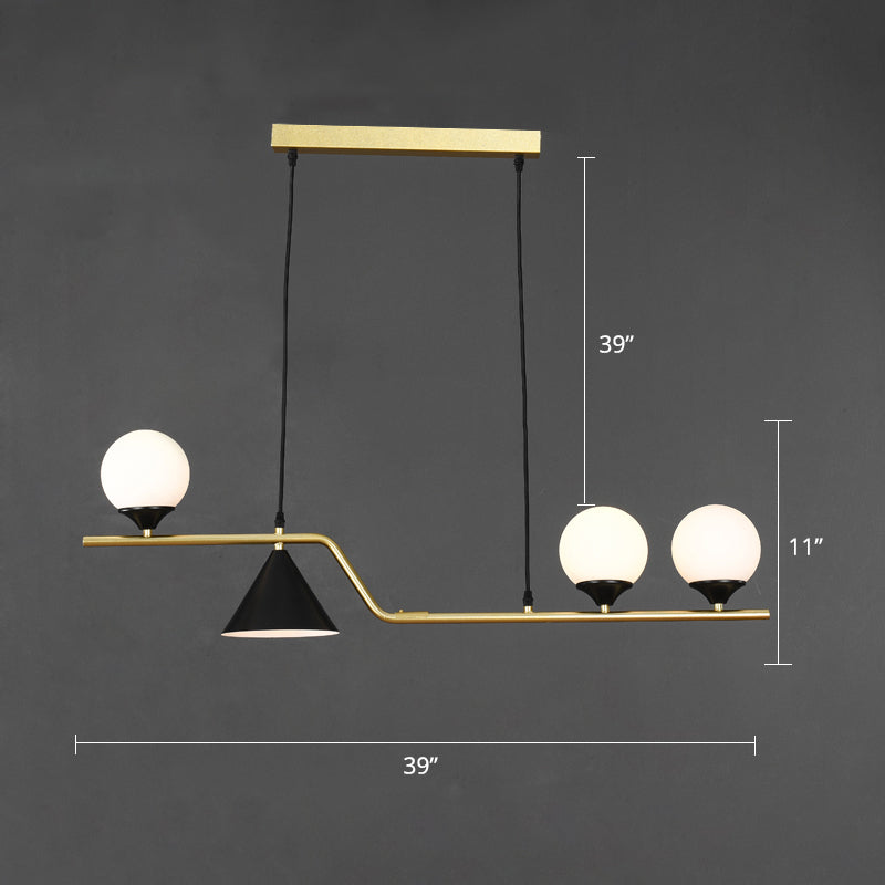 Cone and Ball Hanging Island Light Minimalist Metal Dining Room Pendant Lamp in Gold Clearhalo 'Ceiling Lights' 'Island Lights' Lighting' 2466759