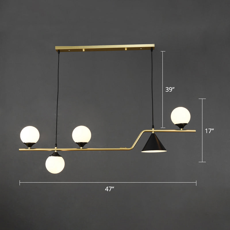 Cone and Ball Hanging Island Light Minimalist Metal Dining Room Pendant Lamp in Gold Clearhalo 'Ceiling Lights' 'Island Lights' Lighting' 2466764