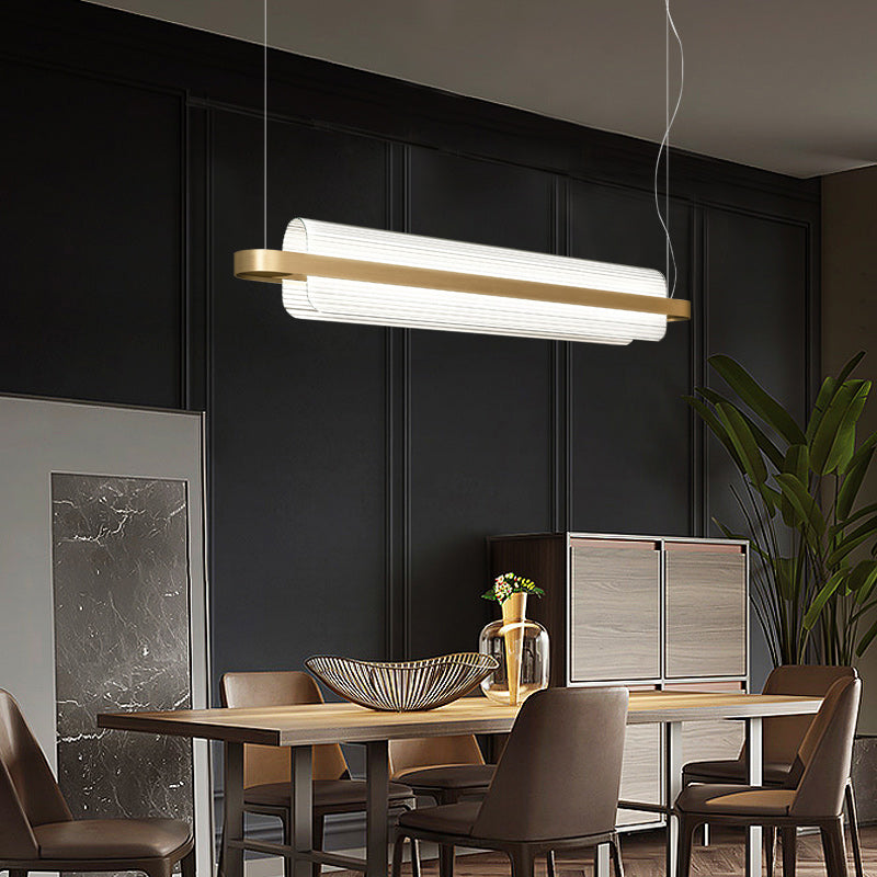 Nordic Linear Island Lamp Acrylic Dining Room LED Pendant Lighting Fixture in Gold Clearhalo 'Ceiling Lights' 'Island Lights' Lighting' 2466773