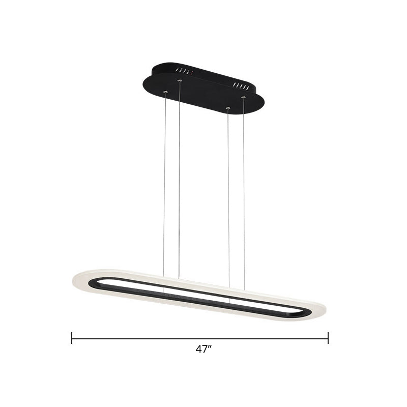 Acrylic Oblong LED Suspension Light Fixture Minimalist Style Hanging Lamp over Island Clearhalo 'Ceiling Lights' 'Island Lights' Lighting' 2466784