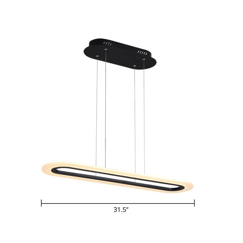Acrylic Oblong LED Suspension Light Fixture Minimalist Style Hanging Lamp over Island Clearhalo 'Ceiling Lights' 'Island Lights' Lighting' 2466785