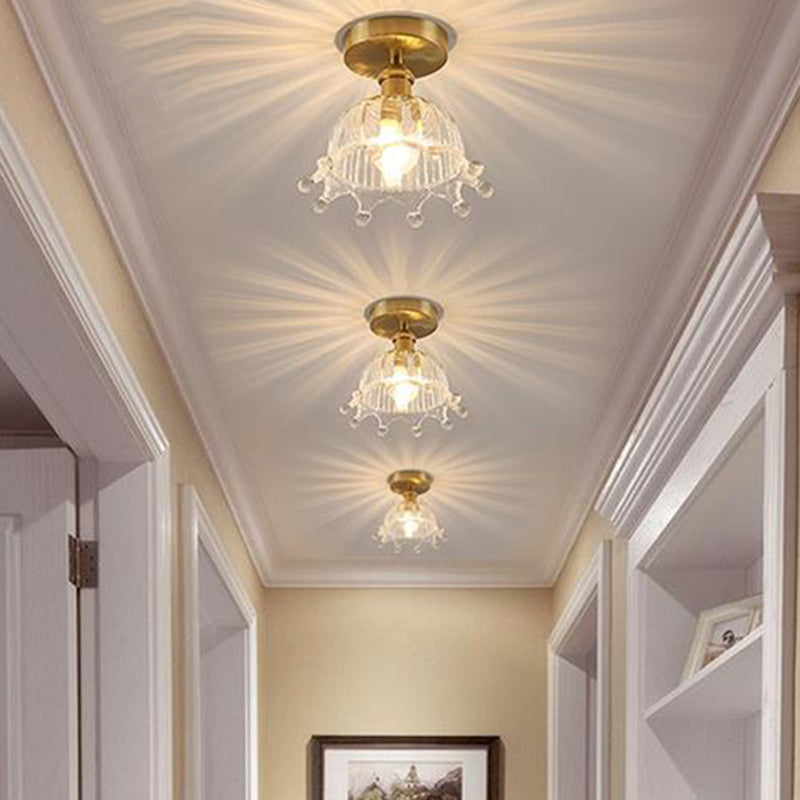 Floral Glass Close to Ceiling Light Modern Single-Bulb Foyer Semi Flush Light Fixture Clearhalo 'Ceiling Lights' 'Close To Ceiling Lights' 'Close to ceiling' 'Glass shade' 'Glass' 'Island Lights' 'Semi-flushmount' Lighting' 2466799