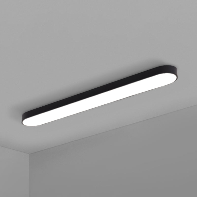 Elliptical Meeting Room Ceiling Flush Light Aluminum Minimalistic LED Flush Mount Lamp Black 48" Clearhalo 'Ceiling Lights' 'Close To Ceiling Lights' 'Close to ceiling' 'Flush mount' Lighting' 2466851