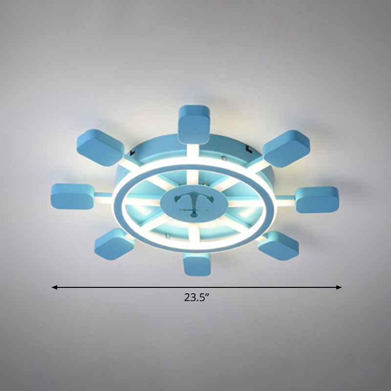 Aluminum Rudder Flush Ceiling Light Childrens Sky Blue LED Flush Light Fixture for Bedroom Clearhalo 'Ceiling Lights' 'Close To Ceiling Lights' 'Close to ceiling' 'Flush mount' Lighting' 2466898