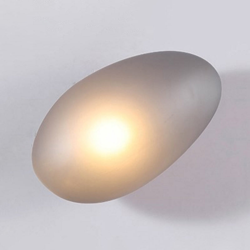 Frosted Glass Cobblestone Wall Sconce Art Deco 1-Light Wall Mount Light for Living Room Grey Oval Clearhalo 'Cast Iron' 'Glass' 'Industrial' 'Modern wall lights' 'Modern' 'Tiffany' 'Traditional wall lights' 'Wall Lamps & Sconces' 'Wall Lights' Lighting' 2467040