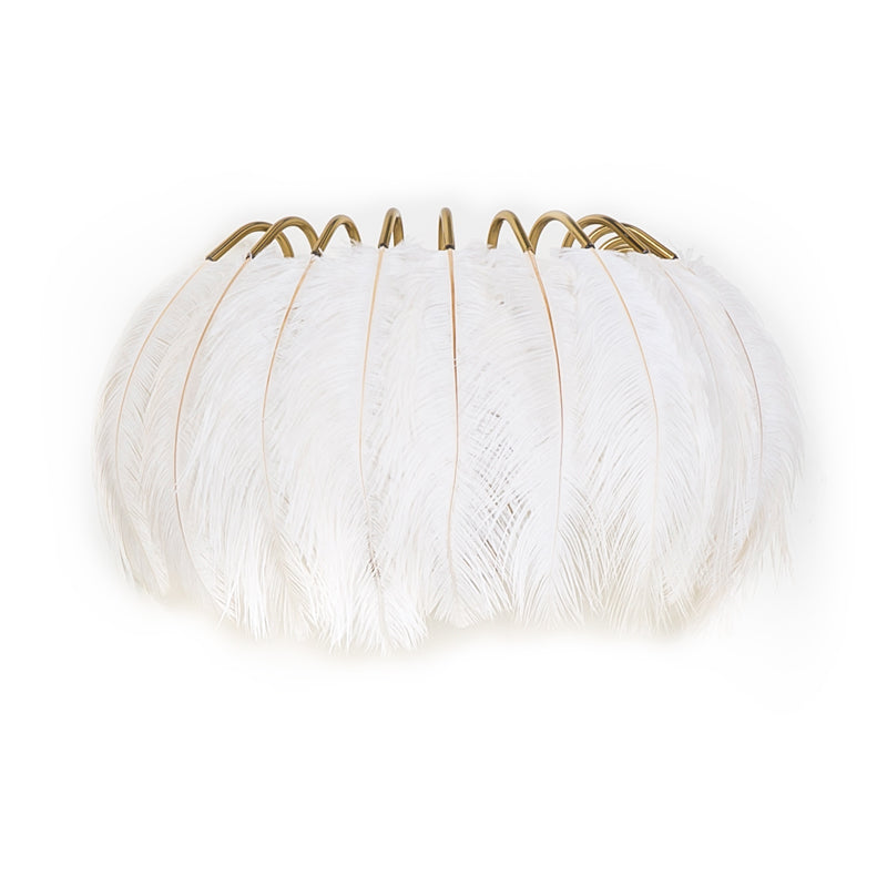 2 Lights Modern Metal Wall Sconce Feather Shade Wall Lighting for Bedroom Clearhalo 'Apliques' 'Iluminación' 'Lámpara de Pared' 'Modern wall lights' 'Modern' Hogar' 2467122