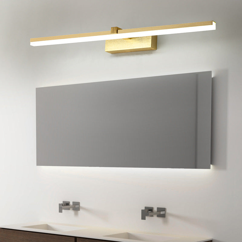 Gold Stick Shaped Bath Lighting Simplicity Metal LED Vanity Light Fixture for Bathroom Clearhalo 'Cast Iron' 'Glass' 'Industrial' 'Modern wall lights' 'Modern' 'Tiffany' 'Traditional wall lights' 'Vanity Lights' 'Wall Lights' Lighting' 2467178