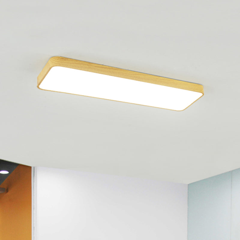 Light-Wood Grain Rectangle Flush Lamp Minimalistic LED Aluminum Flush Mount Ceiling Light Clearhalo 'Ceiling Lights' 'Close To Ceiling Lights' 'Close to ceiling' 'Flush mount' Lighting' 2467286