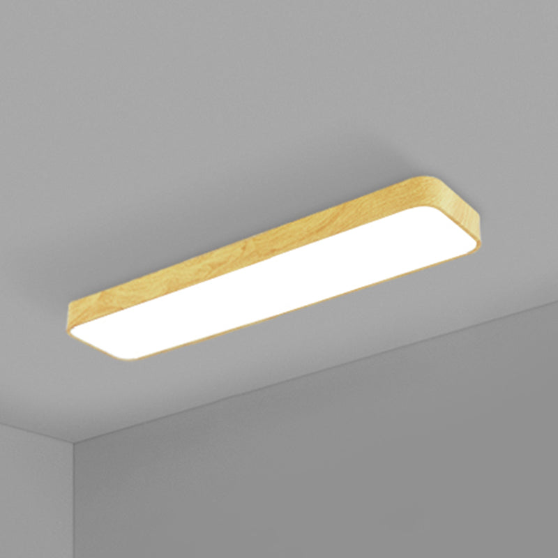 Light-Wood Grain Rectangle Flush Lamp Minimalistic LED Aluminum Flush Mount Ceiling Light Light Wood 47.5" Clearhalo 'Ceiling Lights' 'Close To Ceiling Lights' 'Close to ceiling' 'Flush mount' Lighting' 2467287