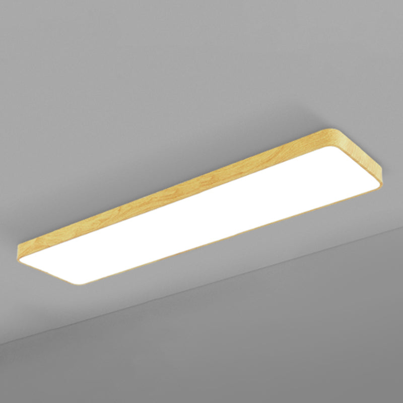 Light-Wood Grain Rectangle Flush Lamp Minimalistic LED Aluminum Flush Mount Ceiling Light Clearhalo 'Ceiling Lights' 'Close To Ceiling Lights' 'Close to ceiling' 'Flush mount' Lighting' 2467293