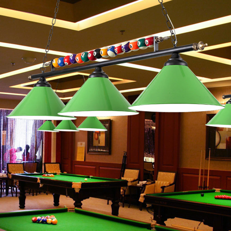 Conical Shade Billiard Lamp Industrial Style Metal Country Club Island Light with Rolled Edge Clearhalo 'Ceiling Lights' 'Island Lights' Lighting' 2467373