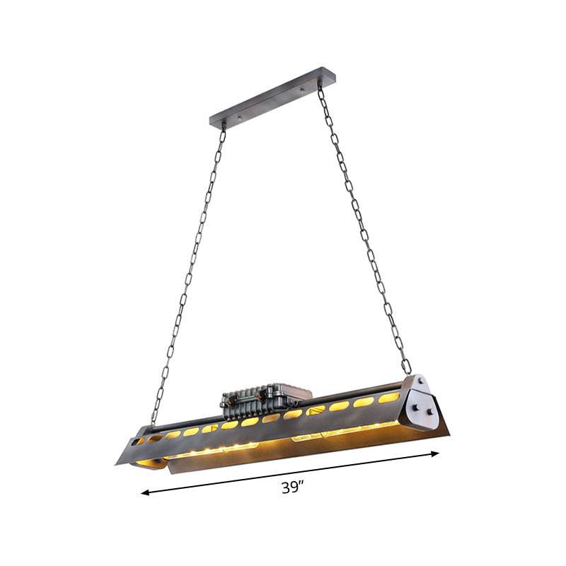 Triangular Metal Island Lighting Fixture Loft Style 1 Head Restaurant Billiard Lamp Clearhalo 'Ceiling Lights' 'Island Lights' Lighting' 2467394