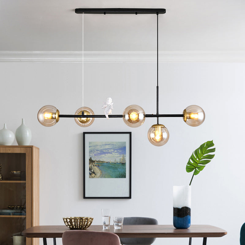 Modo Island Light Postmodern Glass 5-Light Suspended Lighting Fixture for Restaurant Clearhalo 'Ceiling Lights' 'Island Lights' Lighting' 2467405