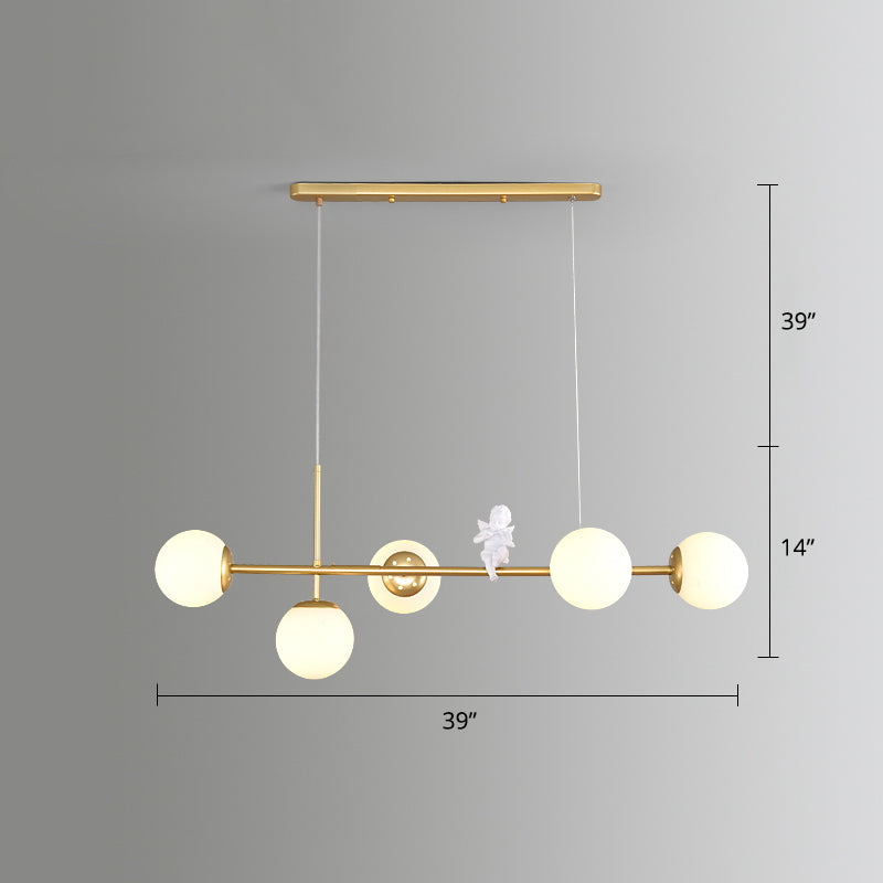 Modo Island Light Postmodern Glass 5-Light Suspended Lighting Fixture for Restaurant Clearhalo 'Ceiling Lights' 'Island Lights' Lighting' 2467406